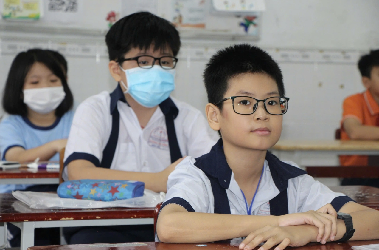 Thí sinh dự thi khảo sát vào lớp 6 tại Trường THCS Bình Thọ, TP.Thủ Đức