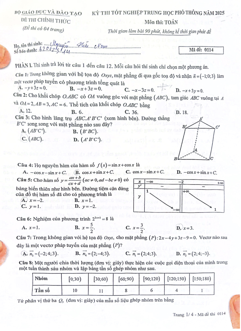 đề toán THPT 2025