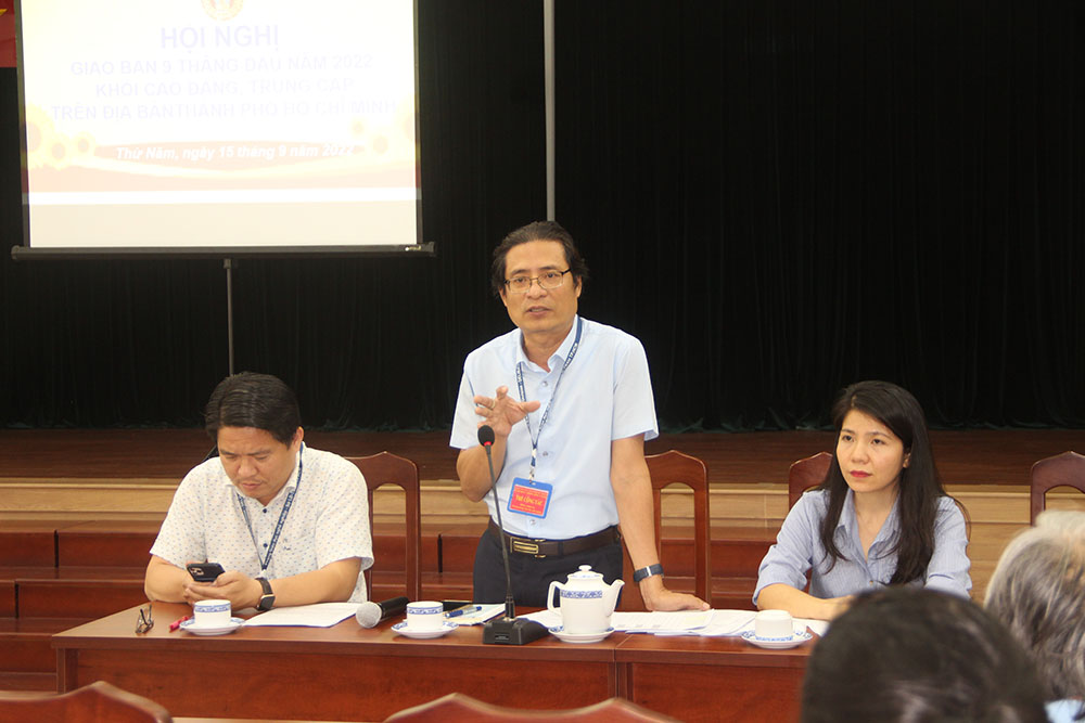 Ông Đặng Minh Sự- Trưởng phòng GDNN, Sở LĐ-TB&XH TP.HCM phát biểu tại hội nghị
