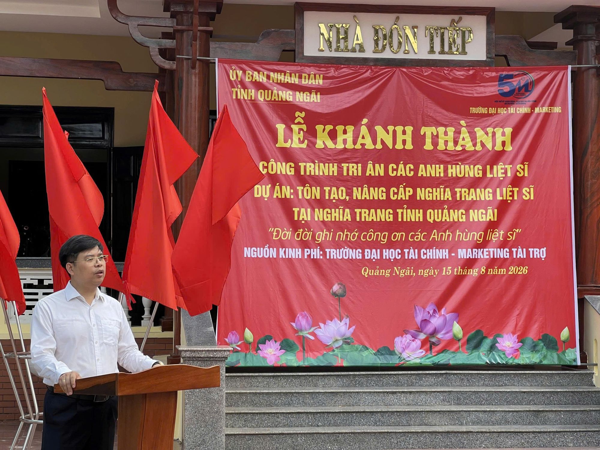 lễ khánh thành công trình tôn tạo, nâng cấp một số hạng mục tại Nhà đón tiếp Nghĩa trang Liệt sĩ tỉnh Quảng Ngãi.