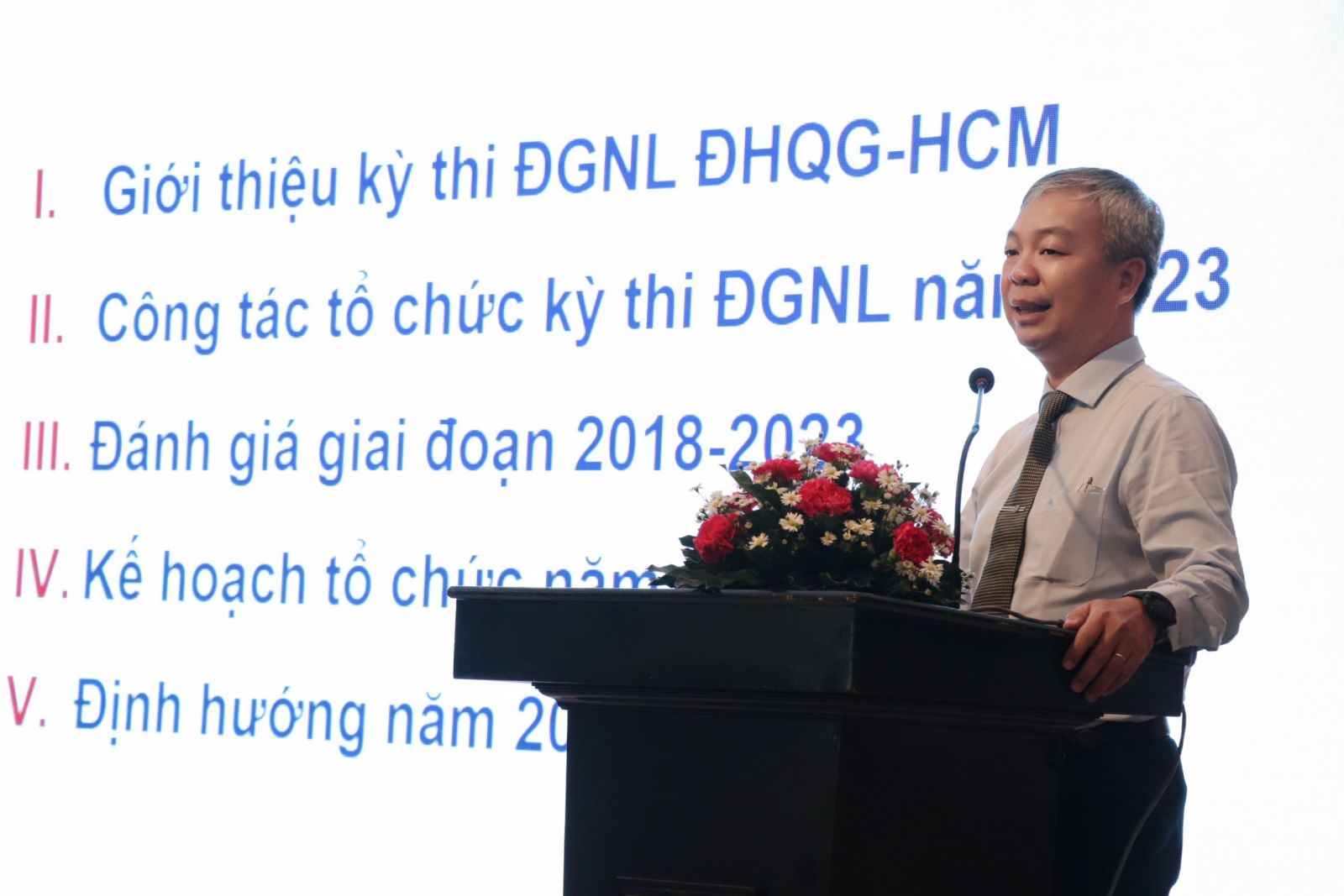 TS Nguyễn Quốc Chính thông tin về kỳ thi ĐGNL năm 2024.
